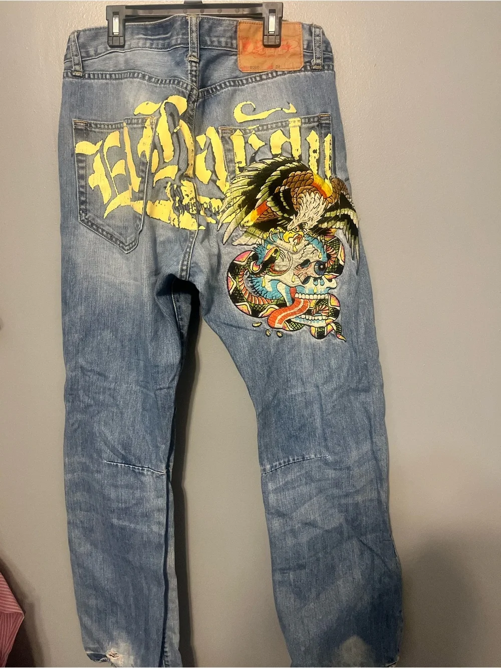 Ed Hardy Men's Light Blue Relaxed Denim Jeans